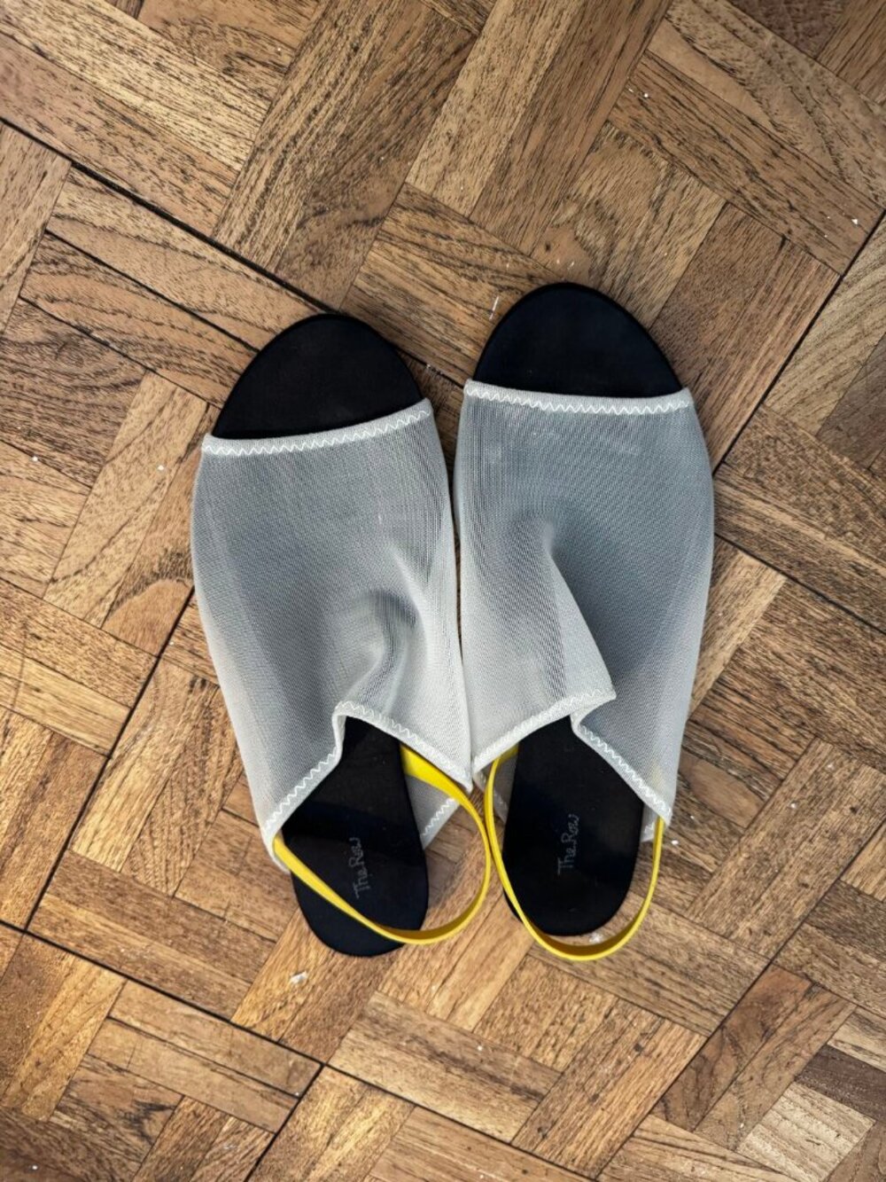 The Row Strapped Mesh Slingback Sandals Yellow 39.5